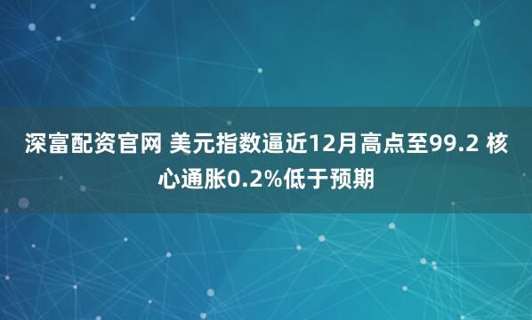 深富配资官网 美元指数逼近12月高点至99.2 核心通胀0.2%低于预期